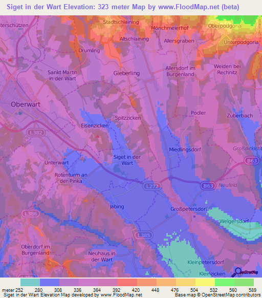 Siget in der Wart,Austria Elevation Map