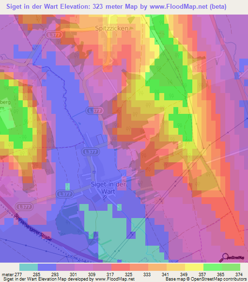 Siget in der Wart,Austria Elevation Map