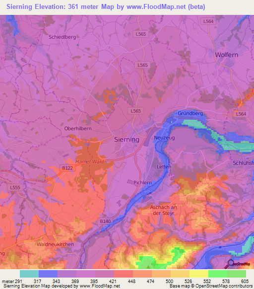 Sierning,Austria Elevation Map