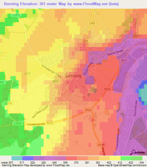 Sierning,Austria Elevation Map