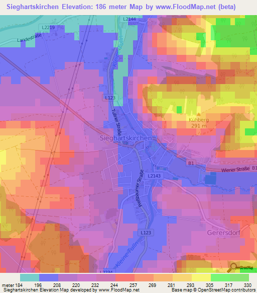 Sieghartskirchen,Austria Elevation Map