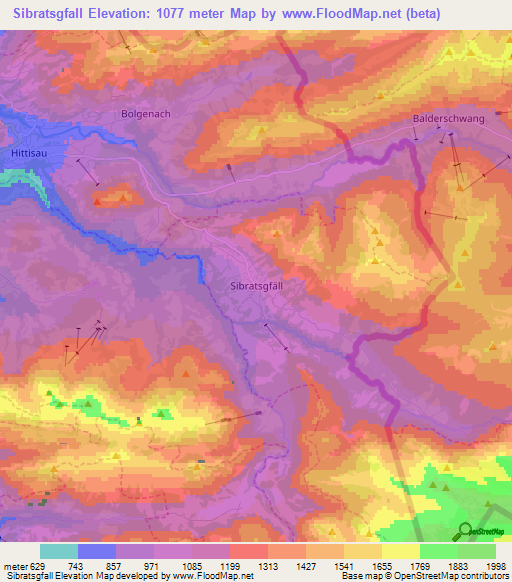 Sibratsgfall,Austria Elevation Map