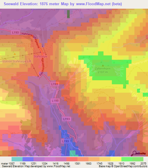 Seewald,Austria Elevation Map