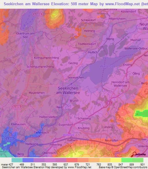 Seekirchen am Wallersee,Austria Elevation Map