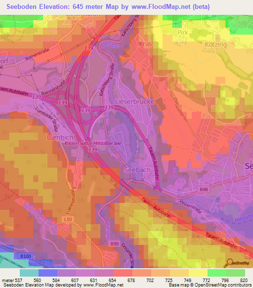 Seeboden,Austria Elevation Map