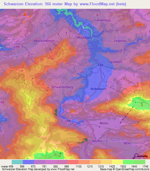 Schwarzen,Austria Elevation Map