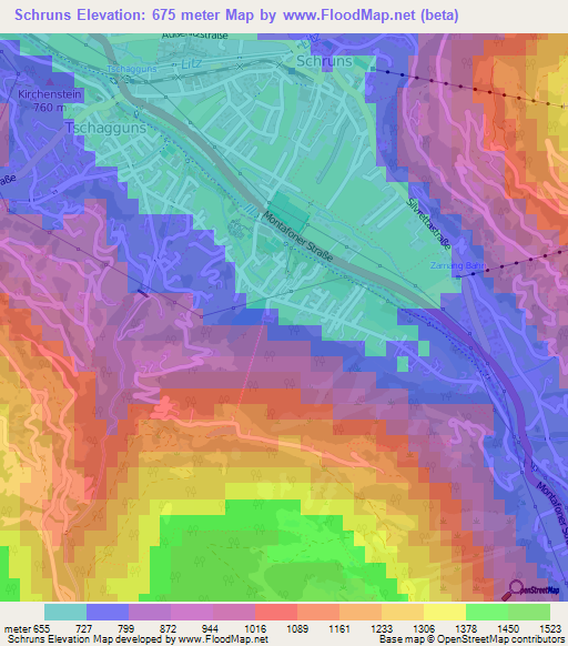 Schruns,Austria Elevation Map