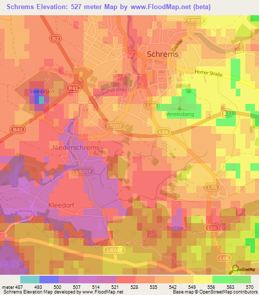 Schrems,Austria Elevation Map