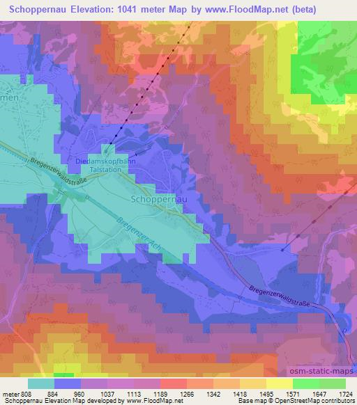 Schoppernau,Austria Elevation Map