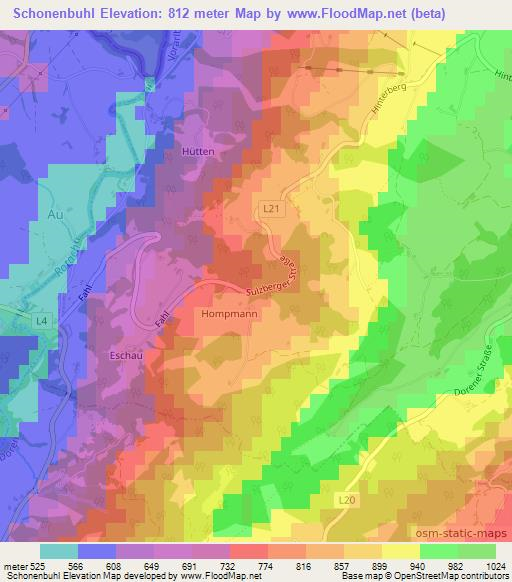 Schonenbuhl,Austria Elevation Map