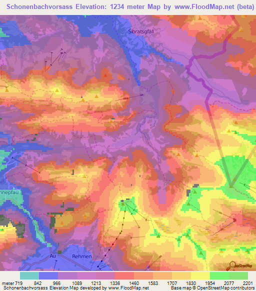Schonenbachvorsass,Austria Elevation Map