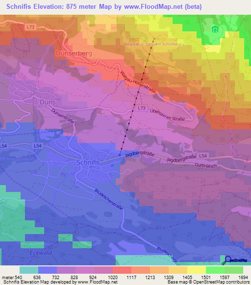Schnifis,Austria Elevation Map