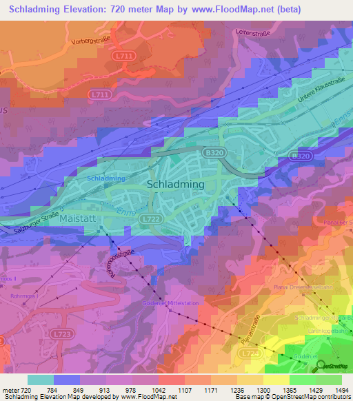 Schladming,Austria Elevation Map