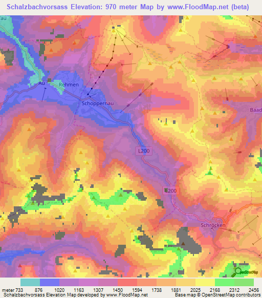 Schalzbachvorsass,Austria Elevation Map