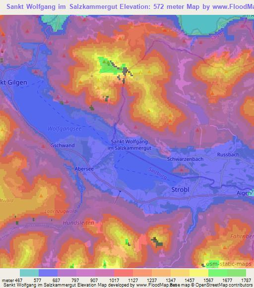 Sankt Wolfgang im Salzkammergut,Austria Elevation Map