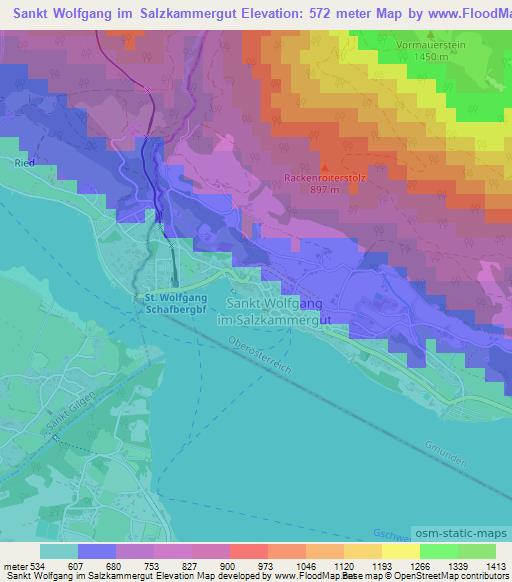 Sankt Wolfgang im Salzkammergut,Austria Elevation Map