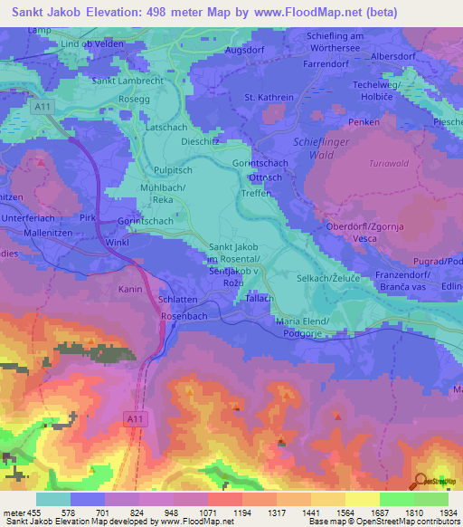 Sankt Jakob,Austria Elevation Map