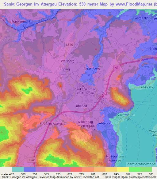 Sankt Georgen im Attergau,Austria Elevation Map