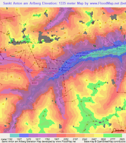 Sankt Anton am Arlberg,Austria Elevation Map
