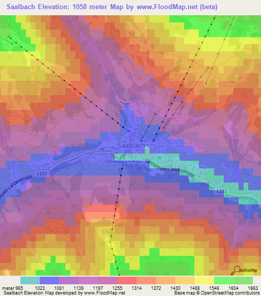 Saalbach,Austria Elevation Map