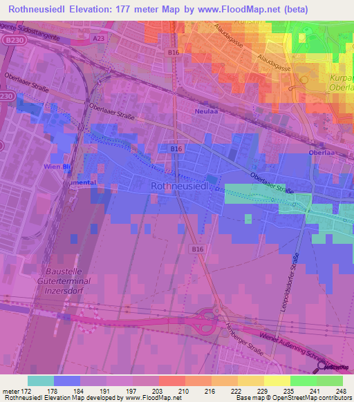 Rothneusiedl,Austria Elevation Map