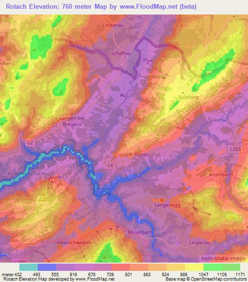 Rotach,Austria Elevation Map