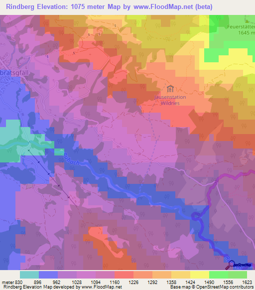 Rindberg,Austria Elevation Map