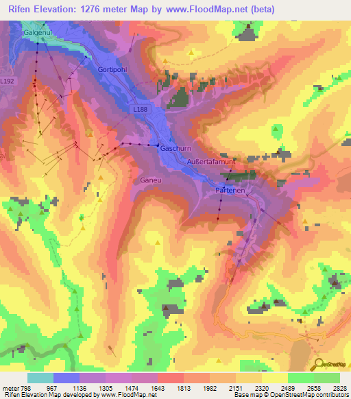 Rifen,Austria Elevation Map