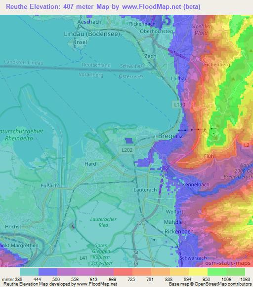Reuthe,Austria Elevation Map
