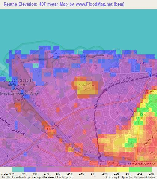 Reuthe,Austria Elevation Map