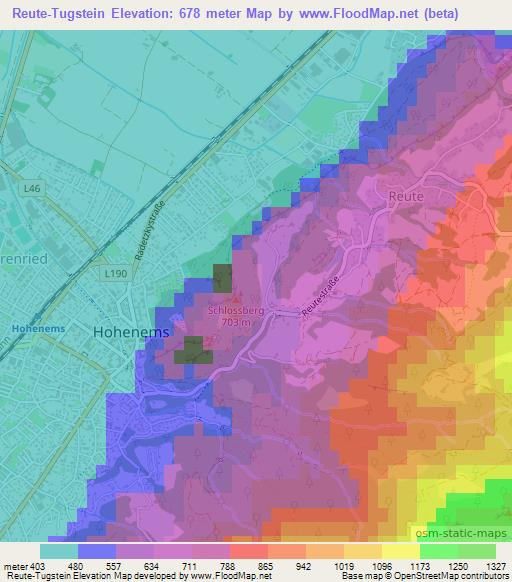 Reute-Tugstein,Austria Elevation Map
