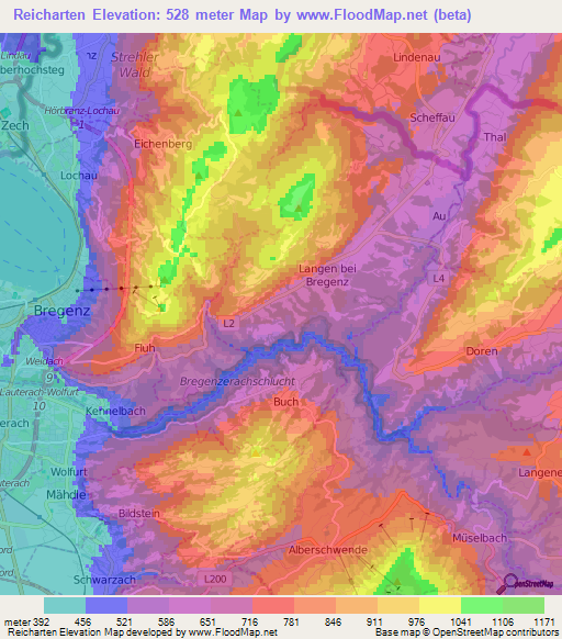 Reicharten,Austria Elevation Map