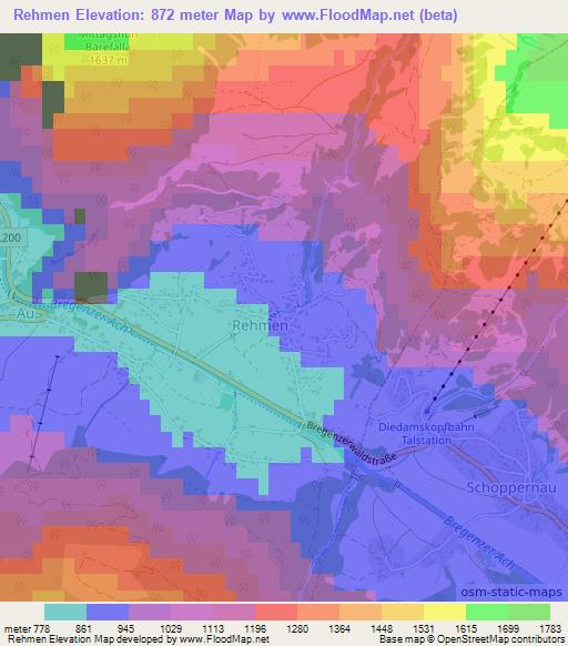 Rehmen,Austria Elevation Map