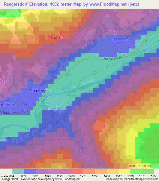 Rangersdorf,Austria Elevation Map