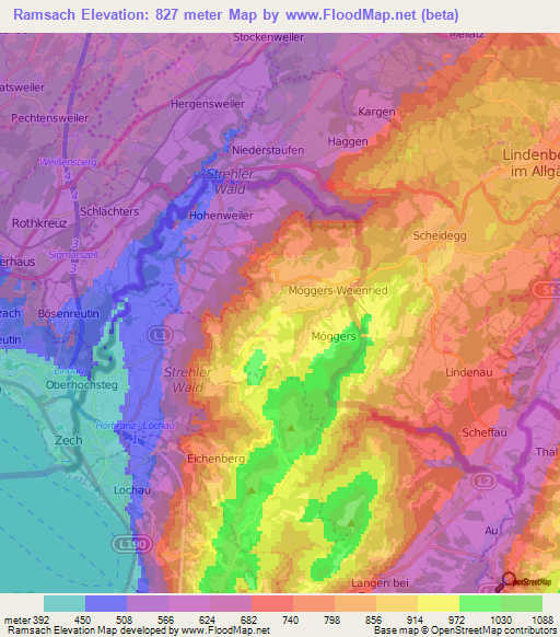 Ramsach,Austria Elevation Map