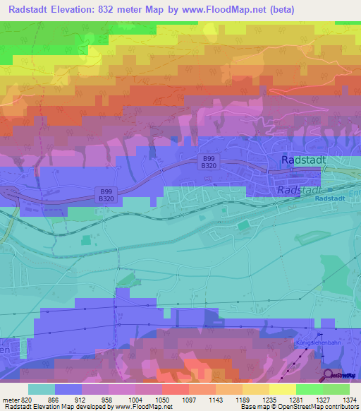 Radstadt,Austria Elevation Map