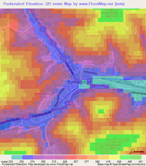 Purkersdorf,Austria Elevation Map
