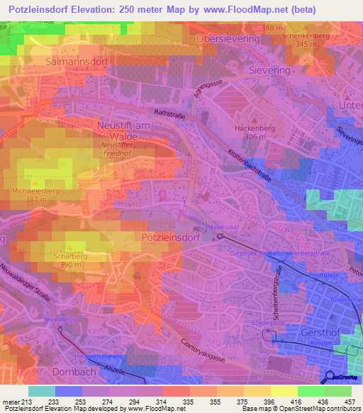 Potzleinsdorf,Austria Elevation Map