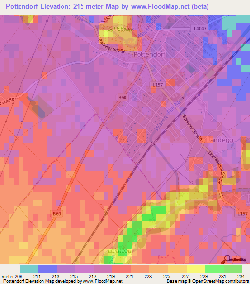 Pottendorf,Austria Elevation Map