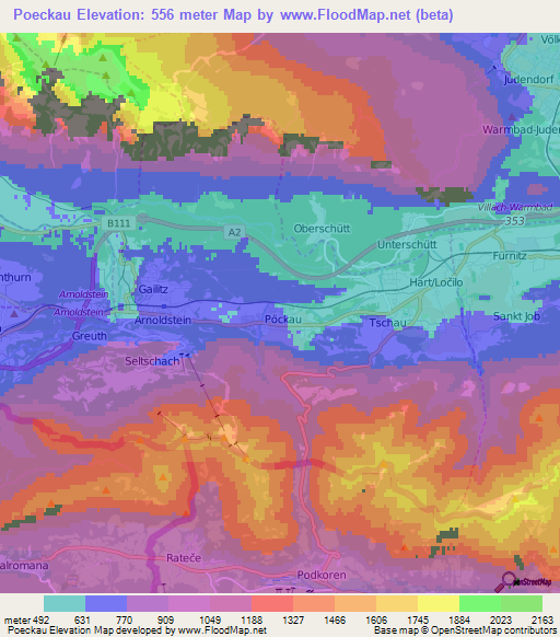 Poeckau,Austria Elevation Map