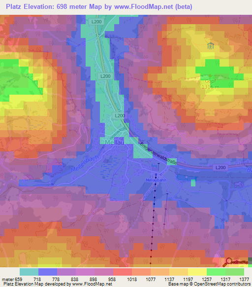 Platz,Austria Elevation Map