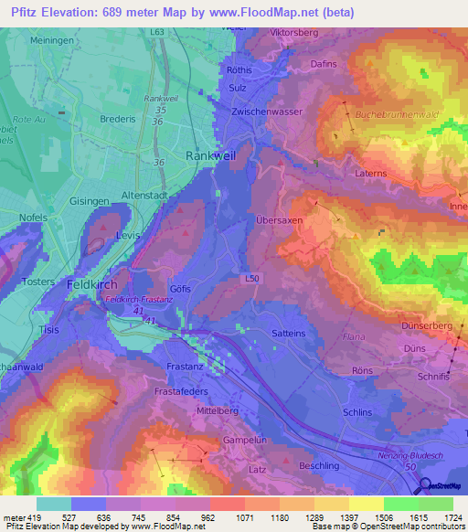 Pfitz,Austria Elevation Map