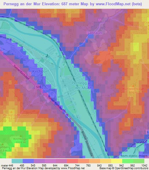 Pernegg an der Mur,Austria Elevation Map