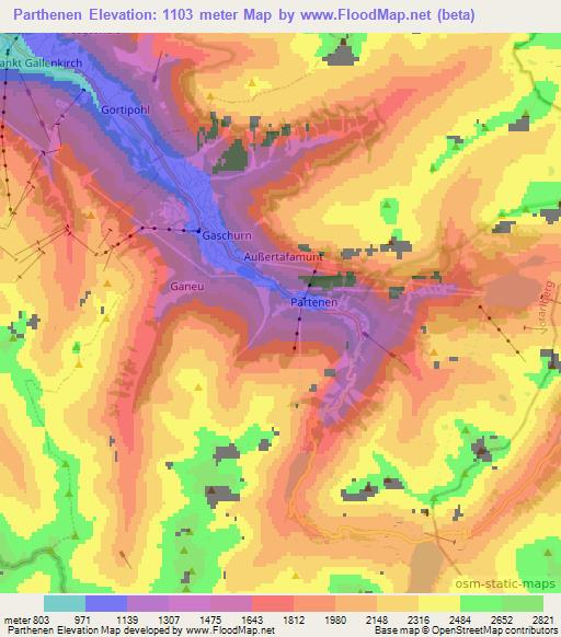 Parthenen,Austria Elevation Map