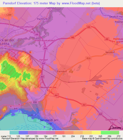 Parndorf,Austria Elevation Map