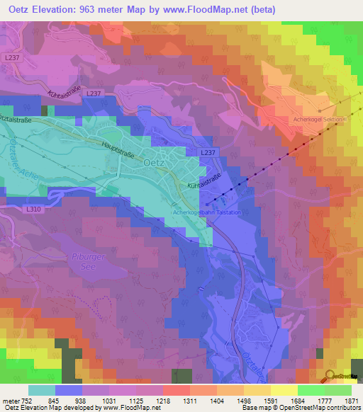 Oetz,Austria Elevation Map