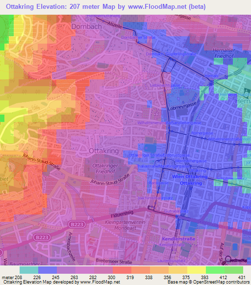 Ottakring,Austria Elevation Map