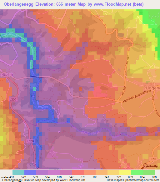 Oberlangenegg,Austria Elevation Map