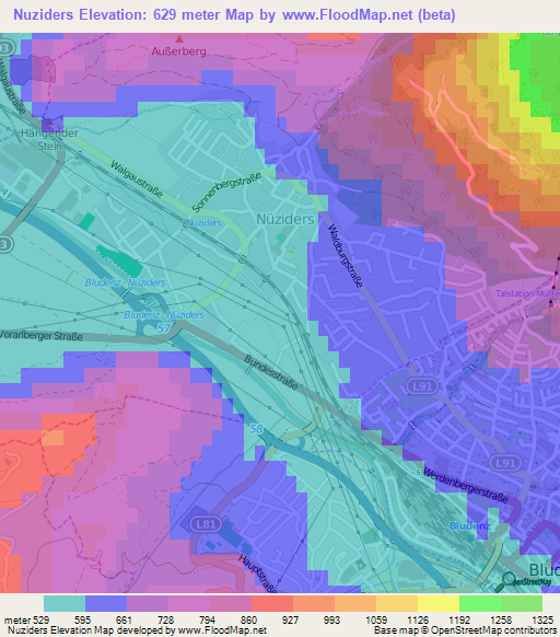 Nuziders,Austria Elevation Map