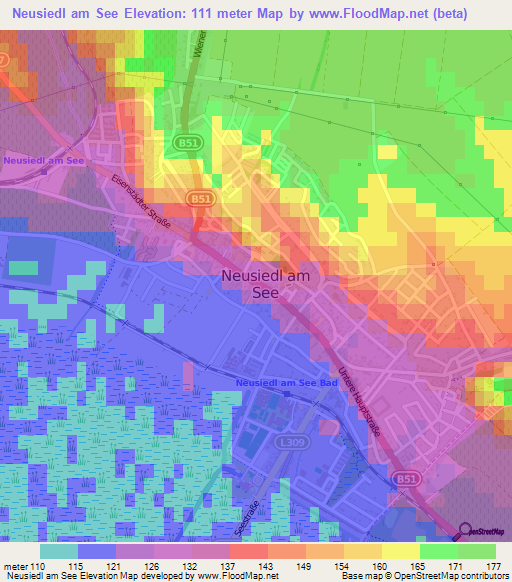 Neusiedl am See,Austria Elevation Map